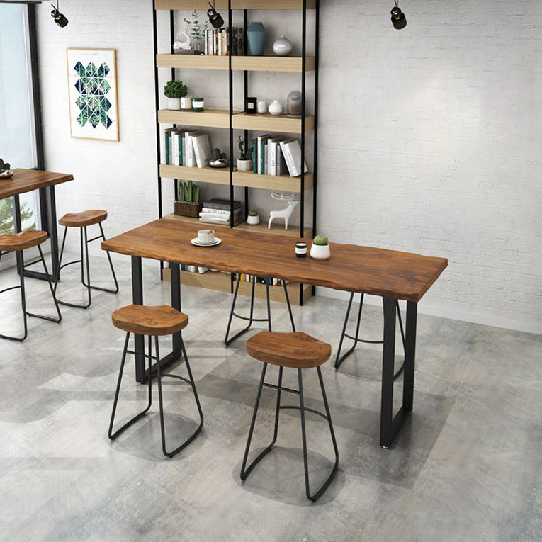 Brown Modern Style Bar Table Solid Wood and Iron Coffee Shop Bar Table Clearhalo 'Bar Furniture' 'Bar Tables' 'bar_tables' 'furn' 'furn_bar_tables' 'Furniture' 'furniture_bar_tables' 'Kitchen & Dining Furniture' 4610912