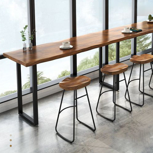 Brown Modern Style Bar Table Solid Wood and Iron Coffee Shop Bar Table Clearhalo 'Bar Furniture' 'Bar Tables' 'bar_tables' 'furn' 'furn_bar_tables' 'Furniture' 'furniture_bar_tables' 'Kitchen & Dining Furniture' 4610913