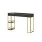Glam Bar Table with Rectangle Top Double Pedestal Table-41.3" H Gold-Black Stone Without Chairs Clearhalo 'Bar Furniture' 'Bar Tables' 'bar_tables' 'furn' 'furn_bar_tables' 'Furniture' 'furniture_bar_tables' 'Kitchen & Dining Furniture' 4610929