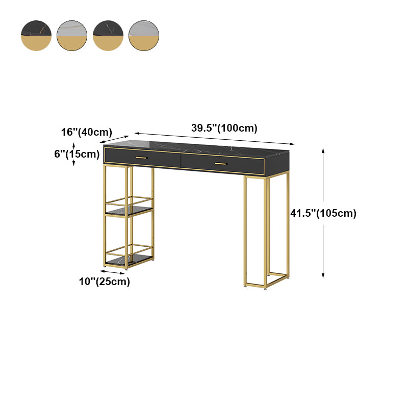 Glam Bar Table with Rectangle Top Double Pedestal Table-41.3" H Clearhalo 'Bar Furniture' 'Bar Tables' 'bar_tables' 'furn' 'furn_bar_tables' 'Furniture' 'furniture_bar_tables' 'Kitchen & Dining Furniture' 4610935