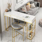 Marble Table with Rectangle Table Top Gold Double Pedestal Table- 41.3" H White-Gold Faux Marble Clearhalo 'Bar Furniture' 'Bar Tables' 'bar_tables' 'furn' 'furn_bar_tables' 'Furniture' 'furniture_bar_tables' 'Kitchen & Dining Furniture' 4610941
