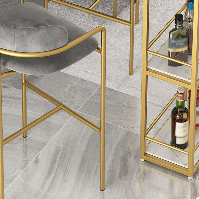 Marble Table with Rectangle Table Top Gold Double Pedestal Table- 41.3" H Clearhalo 'Bar Furniture' 'Bar Tables' 'bar_tables' 'furn' 'furn_bar_tables' 'Furniture' 'furniture_bar_tables' 'Kitchen & Dining Furniture' 4610945