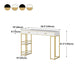 Marble Table with Rectangle Table Top Gold Double Pedestal Table- 41.3" H Clearhalo 'Bar Furniture' 'Bar Tables' 'bar_tables' 'furn' 'furn_bar_tables' 'Furniture' 'furniture_bar_tables' 'Kitchen & Dining Furniture' 4610947