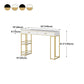 Marble Table with Rectangle Table Top Gold Double Pedestal Table- 41.3" H Clearhalo 'Bar Furniture' 'Bar Tables' 'bar_tables' 'furn' 'furn_bar_tables' 'Furniture' 'furniture_bar_tables' 'Kitchen & Dining Furniture' 4610949