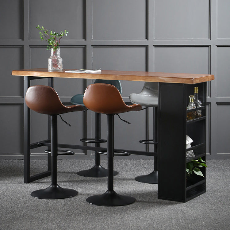 Industrial Wood Pub Table with Rectangle Table Top Trestle Table - 41.3" H 63"L x 19.7"W x 41.3"H Without Chairs Clearhalo 'Bar Furniture' 'Bar Tables' 'bar_tables' 'furn' 'furn_bar_tables' 'Furniture' 'furniture_bar_tables' 'Kitchen & Dining Furniture' 4610971