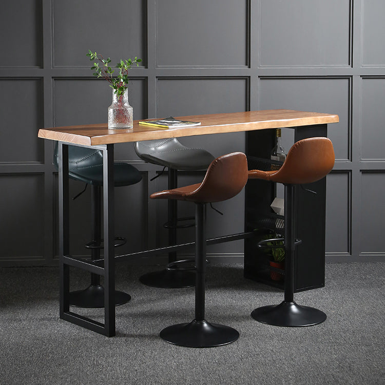 Industrial Wood Pub Table with Rectangle Table Top Trestle Table - 41.3" H 55.1"L x 19.7"W x 41.3"H Without Chairs Clearhalo 'Bar Furniture' 'Bar Tables' 'bar_tables' 'furn' 'furn_bar_tables' 'Furniture' 'furniture_bar_tables' 'Kitchen & Dining Furniture' 4610972