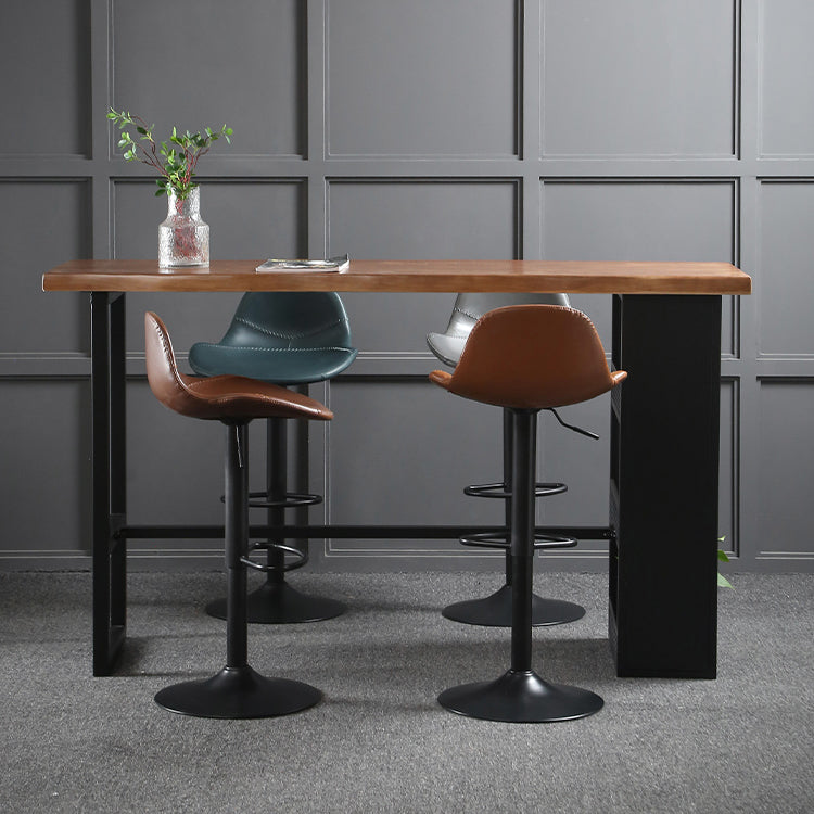 Industrial Wood Pub Table with Rectangle Table Top Trestle Table - 41.3" H 70.9"L x 19.7"W x 41.3"H Without Chairs Clearhalo 'Bar Furniture' 'Bar Tables' 'bar_tables' 'furn' 'furn_bar_tables' 'Furniture' 'furniture_bar_tables' 'Kitchen & Dining Furniture' 4610973