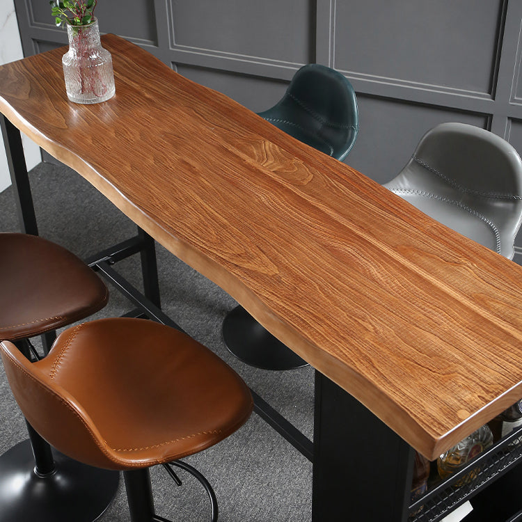 Industrial Wood Pub Table with Rectangle Table Top Trestle Table - 41.3" H Clearhalo 'Bar Furniture' 'Bar Tables' 'bar_tables' 'furn' 'furn_bar_tables' 'Furniture' 'furniture_bar_tables' 'Kitchen & Dining Furniture' 4610976