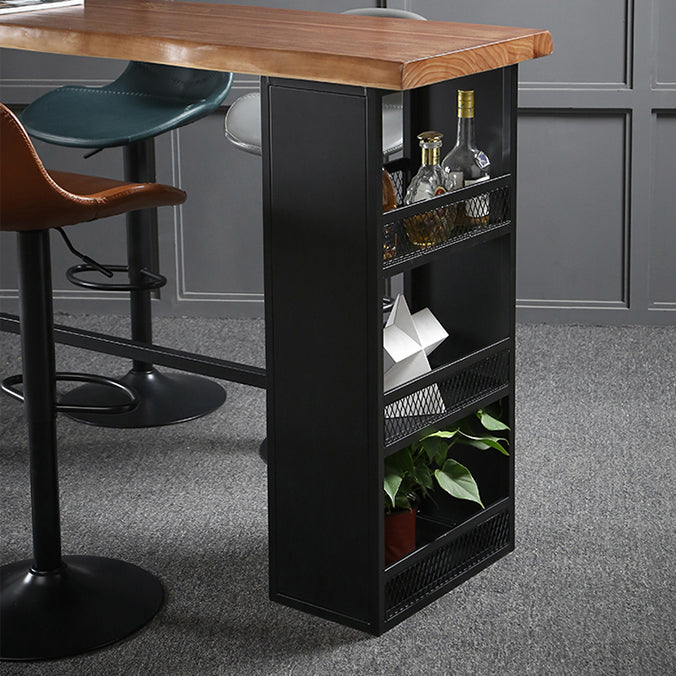 Industrial Wood Pub Table with Rectangle Table Top Trestle Table - 41.3" H Clearhalo 'Bar Furniture' 'Bar Tables' 'bar_tables' 'furn' 'furn_bar_tables' 'Furniture' 'furniture_bar_tables' 'Kitchen & Dining Furniture' 4610977