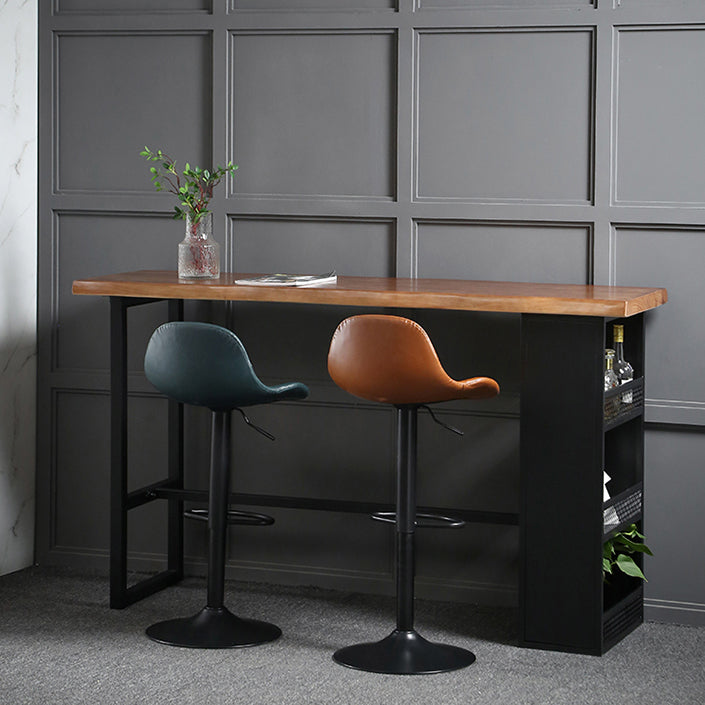 Industrial Wood Pub Table with Rectangle Table Top Trestle Table - 41.3" H Clearhalo 'Bar Furniture' 'Bar Tables' 'bar_tables' 'furn' 'furn_bar_tables' 'Furniture' 'furniture_bar_tables' 'Kitchen & Dining Furniture' 4610980