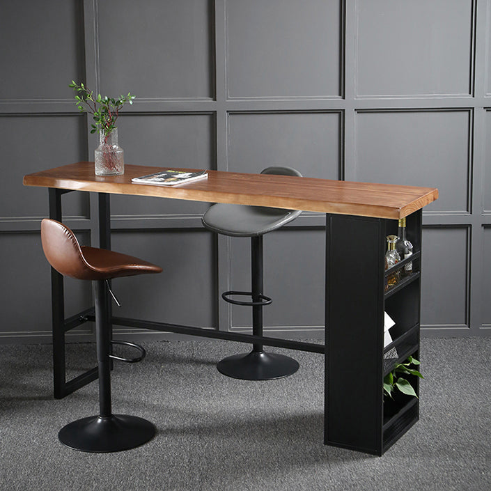 Industrial Wood Pub Table with Rectangle Table Top Trestle Table - 41.3" H Clearhalo 'Bar Furniture' 'Bar Tables' 'bar_tables' 'furn' 'furn_bar_tables' 'Furniture' 'furniture_bar_tables' 'Kitchen & Dining Furniture' 4610981