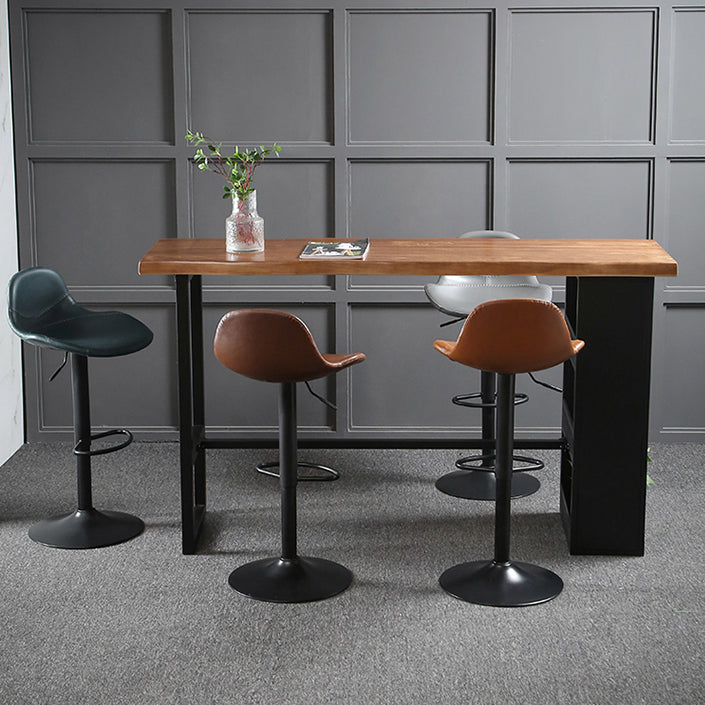 Industrial Wood Pub Table with Rectangle Table Top Trestle Table - 41.3" H Clearhalo 'Bar Furniture' 'Bar Tables' 'bar_tables' 'furn' 'furn_bar_tables' 'Furniture' 'furniture_bar_tables' 'Kitchen & Dining Furniture' 4610982