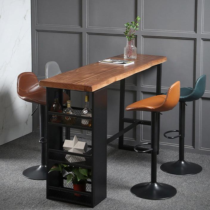 Industrial Wood Pub Table with Rectangle Table Top Trestle Table - 41.3" H Clearhalo 'Bar Furniture' 'Bar Tables' 'bar_tables' 'furn' 'furn_bar_tables' 'Furniture' 'furniture_bar_tables' 'Kitchen & Dining Furniture' 4610983