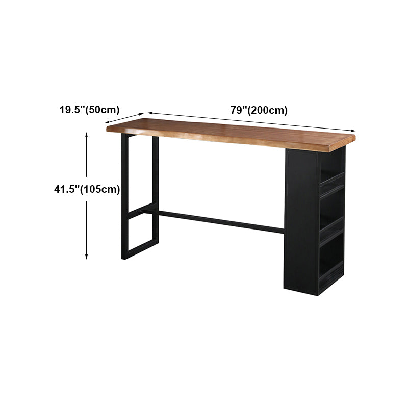 Industrial Wood Pub Table with Rectangle Table Top Trestle Table - 41.3" H Clearhalo 'Bar Furniture' 'Bar Tables' 'bar_tables' 'furn' 'furn_bar_tables' 'Furniture' 'furniture_bar_tables' 'Kitchen & Dining Furniture' 4610988