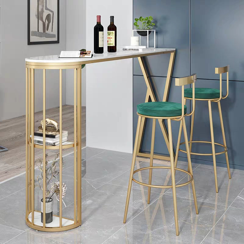 Marble Bar Table with Specialty Table Top Double Pedestal Table - 41.3" H 70.9"L x 15.7"W x 41.3"H Off-White Without Chairs Clearhalo 'Bar Furniture' 'Bar Tables' 'bar_tables' 'furn' 'furn_bar_tables' 'Furniture' 'furniture_bar_tables' 'Kitchen & Dining Furniture' 4610993