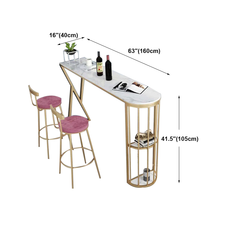 Marble Bar Table with Specialty Table Top Double Pedestal Table - 41.3" H Clearhalo 'Bar Furniture' 'Bar Tables' 'bar_tables' 'furn' 'furn_bar_tables' 'Furniture' 'furniture_bar_tables' 'Kitchen & Dining Furniture' 4611006