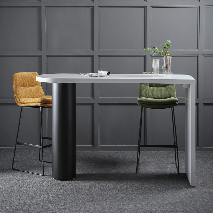 Industrial Wood Pub Table with Specialty Table Top Double Pedestal Table - 41.3" H 70.9"L x 19.7"W x 41.3"H Without Chairs Clearhalo 'Bar Furniture' 'Bar Tables' 'bar_tables' 'furn' 'furn_bar_tables' 'Furniture' 'furniture_bar_tables' 'Kitchen & Dining Furniture' 4611010