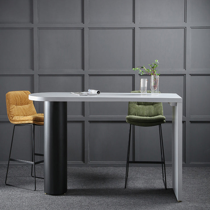 Industrial Wood Pub Table with Specialty Table Top Double Pedestal Table - 41.3" H Clearhalo 'Bar Furniture' 'Bar Tables' 'bar_tables' 'furn' 'furn_bar_tables' 'Furniture' 'furniture_bar_tables' 'Kitchen & Dining Furniture' 4611018