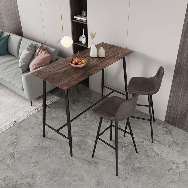 Modern Marble Table with Rectangle Table Top Black Trestle Table - 41.3" H Red Brown Without Chairs Clearhalo 'Bar Furniture' 'Bar Tables' 'bar_tables' 'furn' 'furn_bar_tables' 'Furniture' 'furniture_bar_tables' 'Kitchen & Dining Furniture' 4611032