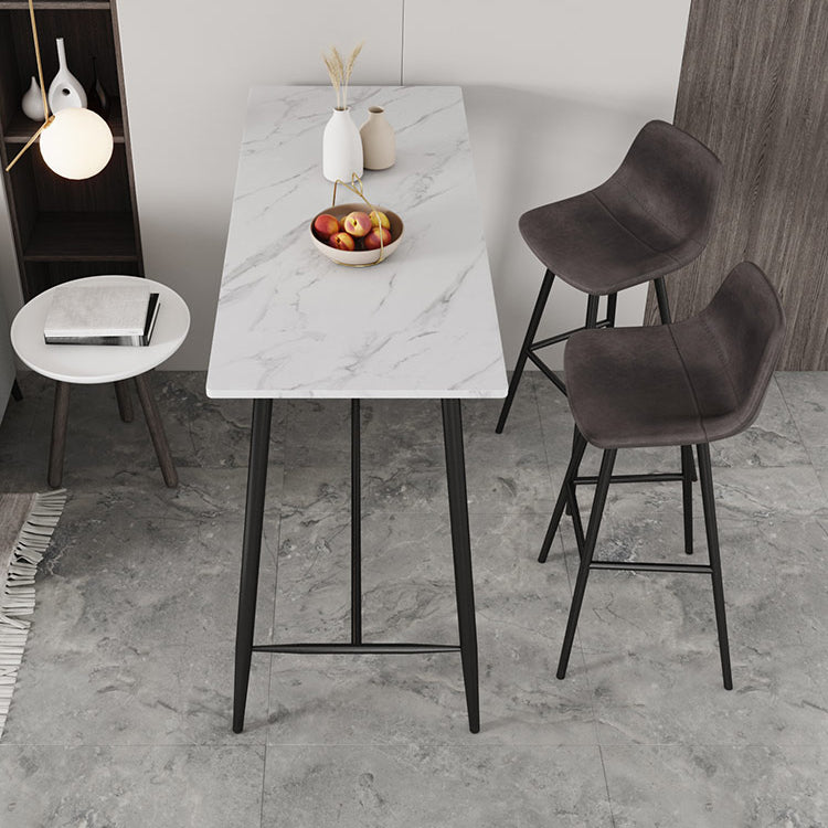 Modern Marble Table with Rectangle Table Top Black Trestle Table - 41.3" H Clearhalo 'Bar Furniture' 'Bar Tables' 'bar_tables' 'furn' 'furn_bar_tables' 'Furniture' 'furniture_bar_tables' 'Kitchen & Dining Furniture' 4611033