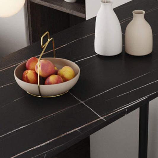 Modern Marble Table with Rectangle Table Top Black Trestle Table - 41.3" H Clearhalo 'Bar Furniture' 'Bar Tables' 'bar_tables' 'furn' 'furn_bar_tables' 'Furniture' 'furniture_bar_tables' 'Kitchen & Dining Furniture' 4611035