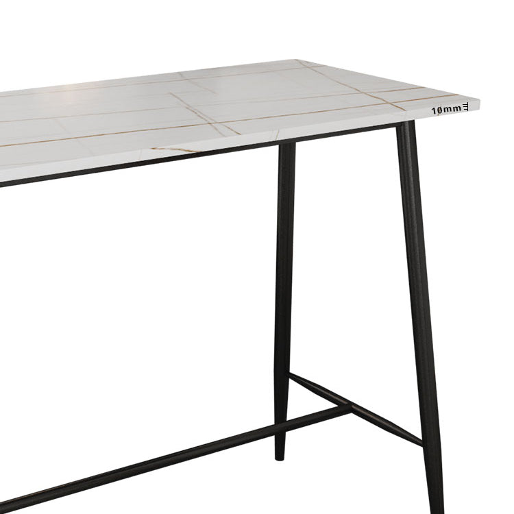 Modern Marble Table with Rectangle Table Top Black Trestle Table - 41.3" H Clearhalo 'Bar Furniture' 'Bar Tables' 'bar_tables' 'furn' 'furn_bar_tables' 'Furniture' 'furniture_bar_tables' 'Kitchen & Dining Furniture' 4611036