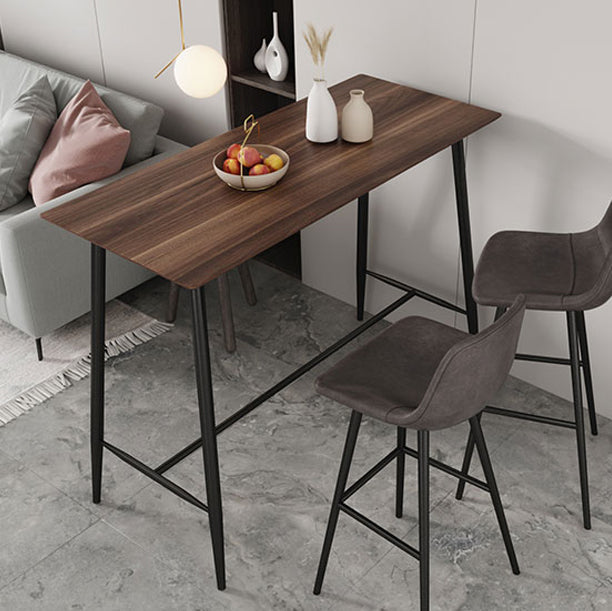 Modern Marble Table with Rectangle Table Top Black Trestle Table - 41.3" H Clearhalo 'Bar Furniture' 'Bar Tables' 'bar_tables' 'furn' 'furn_bar_tables' 'Furniture' 'furniture_bar_tables' 'Kitchen & Dining Furniture' 4611037
