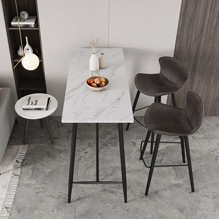 Modern Marble Table with Rectangle Table Top Black Trestle Table - 41.3" H Clearhalo 'Bar Furniture' 'Bar Tables' 'bar_tables' 'furn' 'furn_bar_tables' 'Furniture' 'furniture_bar_tables' 'Kitchen & Dining Furniture' 4611043