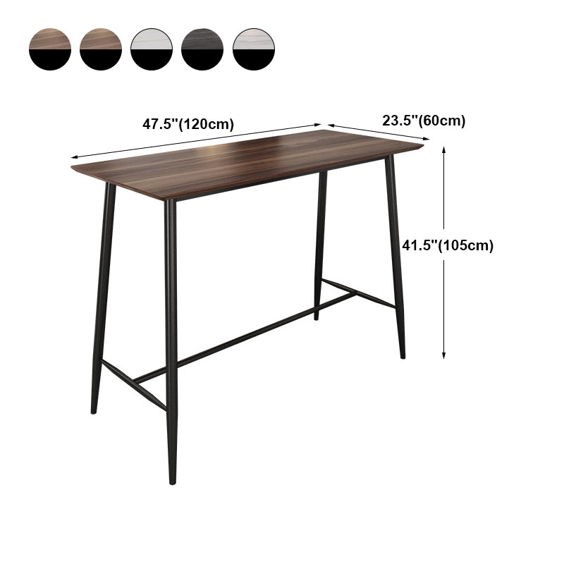 Modern Marble Table with Rectangle Table Top Black Trestle Table - 41.3" H Clearhalo 'Bar Furniture' 'Bar Tables' 'bar_tables' 'furn' 'furn_bar_tables' 'Furniture' 'furniture_bar_tables' 'Kitchen & Dining Furniture' 4611045