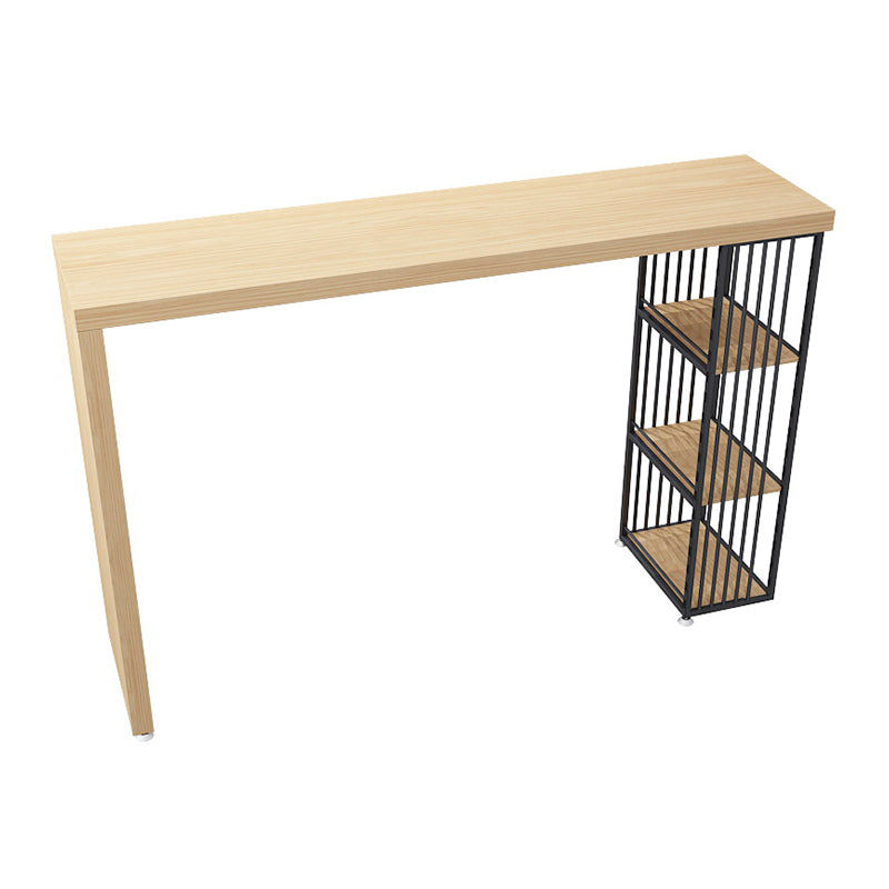 Solid Wood Counter Table with Rectangle Table Top Double Pedestal Table - 41.3" H Wood Without Chairs Clearhalo 'Bar Furniture' 'Bar Tables' 'bar_tables' 'furn' 'furn_bar_tables' 'Furniture' 'furniture_bar_tables' 'Kitchen & Dining Furniture' 4611047