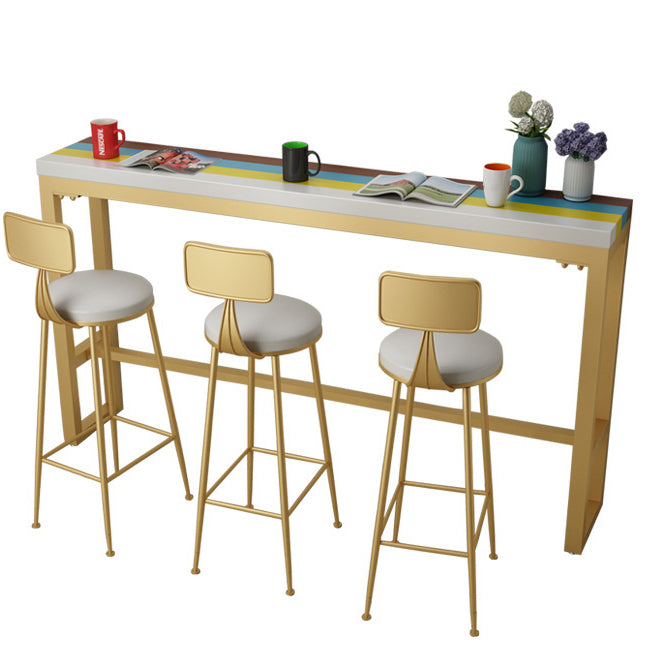 Wood Counter Table with Rectangle Table Top Trestle Table - 41.3" H Multi-Color Without Chairs Clearhalo 'Bar Furniture' 'Bar Tables' 'bar_tables' 'furn' 'furn_bar_tables' 'Furniture' 'furniture_bar_tables' 'Kitchen & Dining Furniture' 4611065