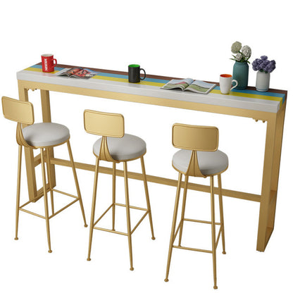 Wood Counter Table with Rectangle Table Top Trestle Table - 41.3" H Multi-Color Without Chairs Clearhalo 'Bar Furniture' 'Bar Tables' 'bar_tables' 'furn' 'furn_bar_tables' 'Furniture' 'furniture_bar_tables' 'Kitchen & Dining Furniture' 4611065