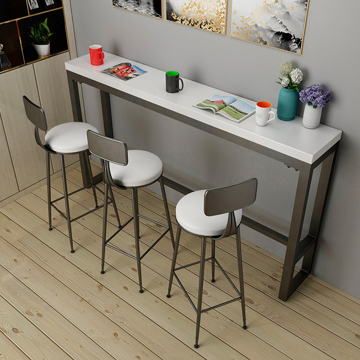 Wood Counter Table with Rectangle Table Top Trestle Table - 41.3" H Black Without Chairs Clearhalo 'Bar Furniture' 'Bar Tables' 'bar_tables' 'furn' 'furn_bar_tables' 'Furniture' 'furniture_bar_tables' 'Kitchen & Dining Furniture' 4611068