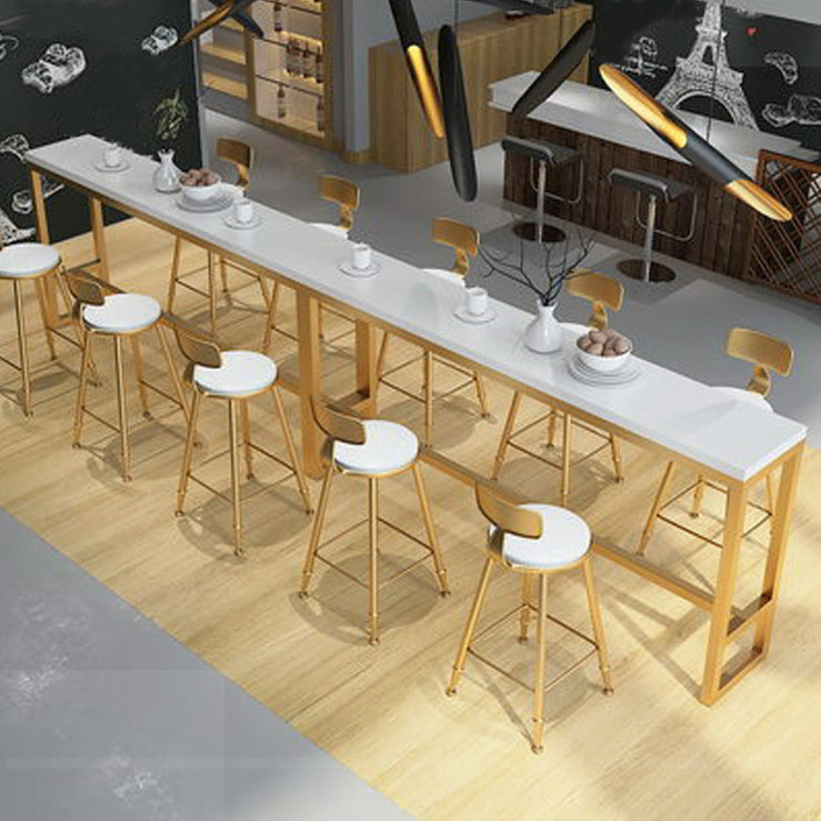 Wood Counter Table with Rectangle Table Top Trestle Table - 41.3" H Clearhalo 'Bar Furniture' 'Bar Tables' 'bar_tables' 'furn' 'furn_bar_tables' 'Furniture' 'furniture_bar_tables' 'Kitchen & Dining Furniture' 4611076