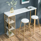 Glam Marble Table with Rectangle Table Top Gold Double Pedestal Table - 41.3" H 70.9"L x 15.7"W x 41.3"H Without Chairs Clearhalo 'Bar Furniture' 'Bar Tables' 'bar_tables' 'furn' 'furn_bar_tables' 'Furniture' 'furniture_bar_tables' 'Kitchen & Dining Furniture' 4611087