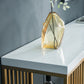 Glam Marble Table with Rectangle Table Top Gold Double Pedestal Table - 41.3" H Clearhalo 'Bar Furniture' 'Bar Tables' 'bar_tables' 'furn' 'furn_bar_tables' 'Furniture' 'furniture_bar_tables' 'Kitchen & Dining Furniture' 4611092