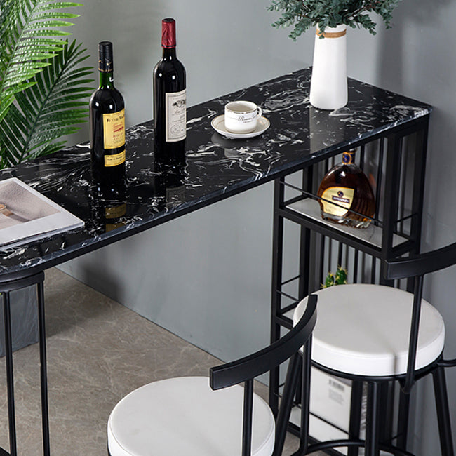Marble Bistro Bar Desk with Specialty Table Top Double Pedestal Table - 41.3" H Clearhalo 'Bar Furniture' 'Bar Tables' 'bar_tables' 'furn' 'furn_bar_tables' 'Furniture' 'furniture_bar_tables' 'Kitchen & Dining Furniture' 4611107