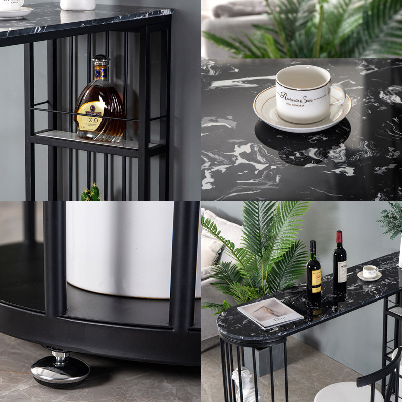 Marble Bistro Bar Desk with Specialty Table Top Double Pedestal Table - 41.3" H Clearhalo 'Bar Furniture' 'Bar Tables' 'bar_tables' 'furn' 'furn_bar_tables' 'Furniture' 'furniture_bar_tables' 'Kitchen & Dining Furniture' 4611108