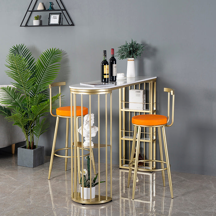 Marble Bistro Bar Desk with Specialty Table Top Double Pedestal Table - 41.3" H Clearhalo 'Bar Furniture' 'Bar Tables' 'bar_tables' 'furn' 'furn_bar_tables' 'Furniture' 'furniture_bar_tables' 'Kitchen & Dining Furniture' 4611110