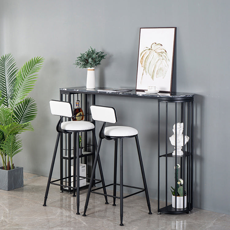 Marble Bistro Bar Desk with Specialty Table Top Double Pedestal Table - 41.3" H Clearhalo 'Bar Furniture' 'Bar Tables' 'bar_tables' 'furn' 'furn_bar_tables' 'Furniture' 'furniture_bar_tables' 'Kitchen & Dining Furniture' 4611112