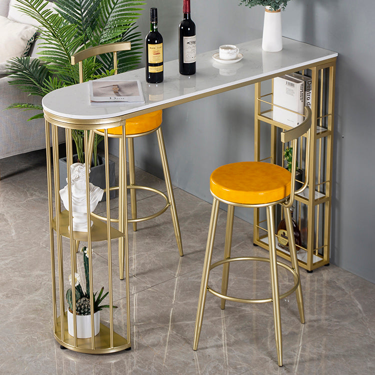 Marble Bistro Bar Desk with Specialty Table Top Double Pedestal Table - 41.3" H Clearhalo 'Bar Furniture' 'Bar Tables' 'bar_tables' 'furn' 'furn_bar_tables' 'Furniture' 'furniture_bar_tables' 'Kitchen & Dining Furniture' 4611113
