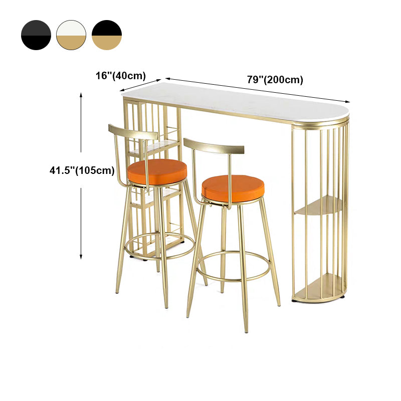 Marble Bistro Bar Desk with Specialty Table Top Double Pedestal Table - 41.3" H Clearhalo 'Bar Furniture' 'Bar Tables' 'bar_tables' 'furn' 'furn_bar_tables' 'Furniture' 'furniture_bar_tables' 'Kitchen & Dining Furniture' 4611119