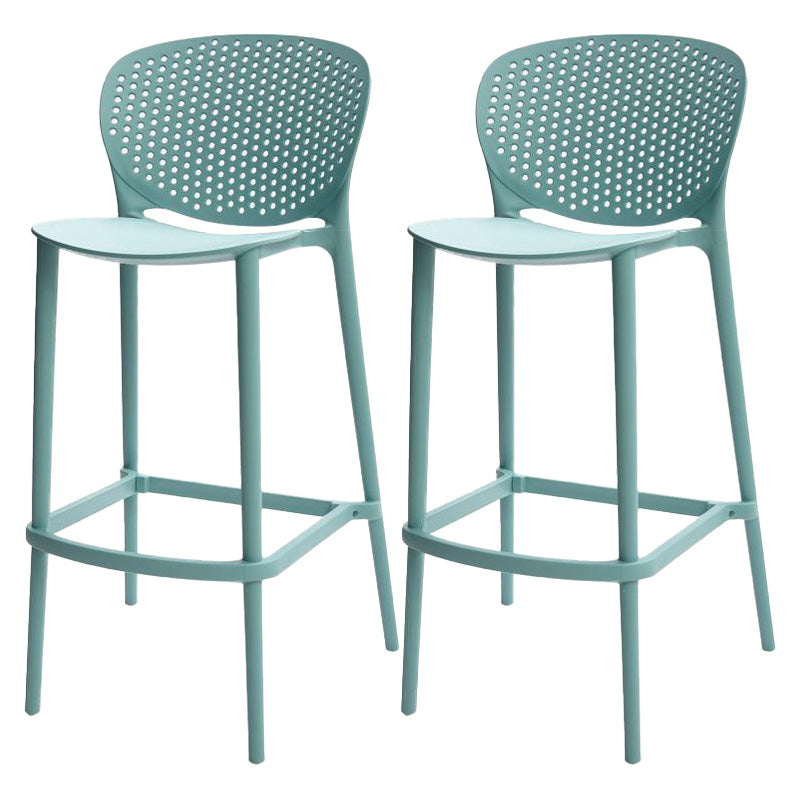 Modern Armless Backrest Counter Stool Plastic Balcony Bar Stool Blue 2 Piece Set Clearhalo 'Bar Furniture' 'Bar Stools' 'bar_stools' 'furn' 'furn_bar_stools' 'furniture_bar_stools' 'Kitchen & Dining Furniture' 'kitchen&dining_furn' 'kitchen' 'kitchen_furn' Furniture' 4611191