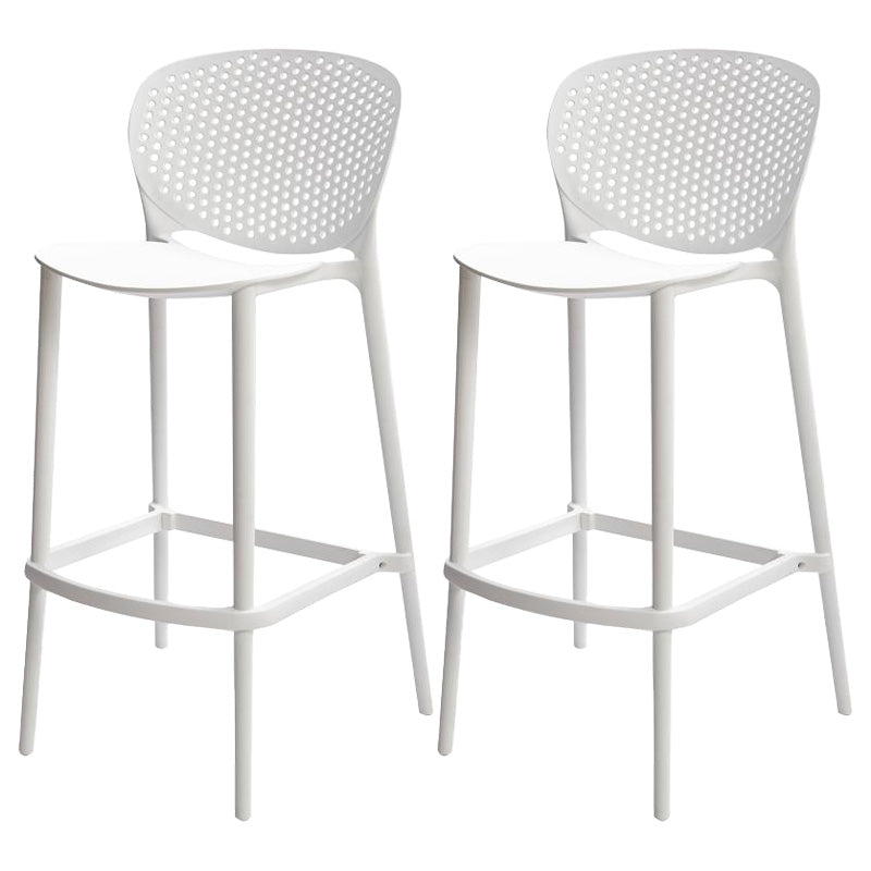 Modern Armless Backrest Counter Stool Plastic Balcony Bar Stool White 2 Piece Set Clearhalo 'Bar Furniture' 'Bar Stools' 'bar_stools' 'furn' 'furn_bar_stools' 'furniture_bar_stools' 'Kitchen & Dining Furniture' 'kitchen&dining_furn' 'kitchen' 'kitchen_furn' Furniture' 4611193