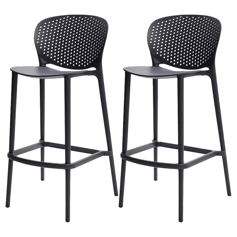 Modern Armless Backrest Counter Stool Plastic Balcony Bar Stool Black 2 Piece Set Clearhalo 'Bar Furniture' 'Bar Stools' 'bar_stools' 'furn' 'furn_bar_stools' 'furniture_bar_stools' 'Kitchen & Dining Furniture' 'kitchen&dining_furn' 'kitchen' 'kitchen_furn' Furniture' 4611195