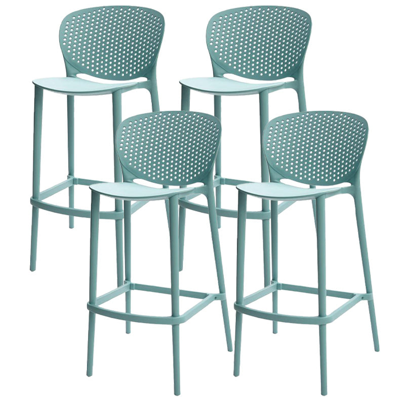 Modern Armless Backrest Counter Stool Plastic Balcony Bar Stool Blue 4 Piece Set Clearhalo 'Bar Furniture' 'Bar Stools' 'bar_stools' 'furn' 'furn_bar_stools' 'furniture_bar_stools' 'Kitchen & Dining Furniture' 'kitchen&dining_furn' 'kitchen' 'kitchen_furn' Furniture' 4611198