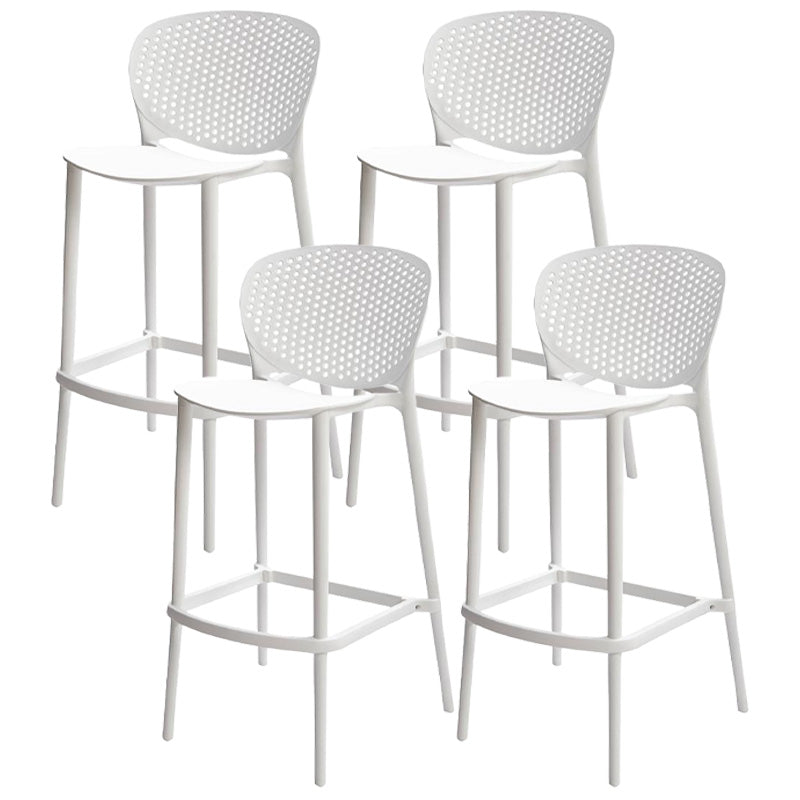 Modern Armless Backrest Counter Stool Plastic Balcony Bar Stool White 4 Piece Set Clearhalo 'Bar Furniture' 'Bar Stools' 'bar_stools' 'furn' 'furn_bar_stools' 'furniture_bar_stools' 'Kitchen & Dining Furniture' 'kitchen&dining_furn' 'kitchen' 'kitchen_furn' Furniture' 4611200