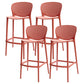 Modern Armless Backrest Counter Stool Plastic Balcony Bar Stool Red 4 Piece Set Clearhalo 'Bar Furniture' 'Bar Stools' 'bar_stools' 'furn' 'furn_bar_stools' 'furniture_bar_stools' 'Kitchen & Dining Furniture' 'kitchen&dining_furn' 'kitchen' 'kitchen_furn' Furniture' 4611204