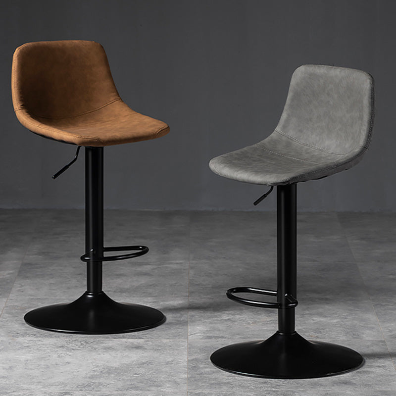 Industrial Style Bar-stool Leather Seat with Low Back for Kitchen Bar Clearhalo 'Bar Furniture' 'Bar Stools' 'bar_stools' 'furn' 'furn_bar_stools' 'furniture_bar_stools' 'Kitchen & Dining Furniture' 'kitchen&dining_furn' 'kitchen' 'kitchen_furn' Furniture' 4611235