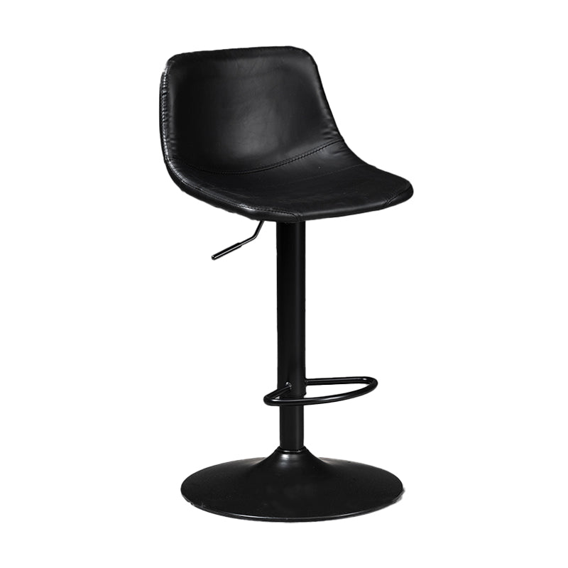 Industrial Style Bar-stool Leather Seat with Low Back for Kitchen Bar Black Black 1 Piece Clearhalo 'Bar Furniture' 'Bar Stools' 'bar_stools' 'furn' 'furn_bar_stools' 'furniture_bar_stools' 'Kitchen & Dining Furniture' 'kitchen&dining_furn' 'kitchen' 'kitchen_furn' Furniture' 4611236